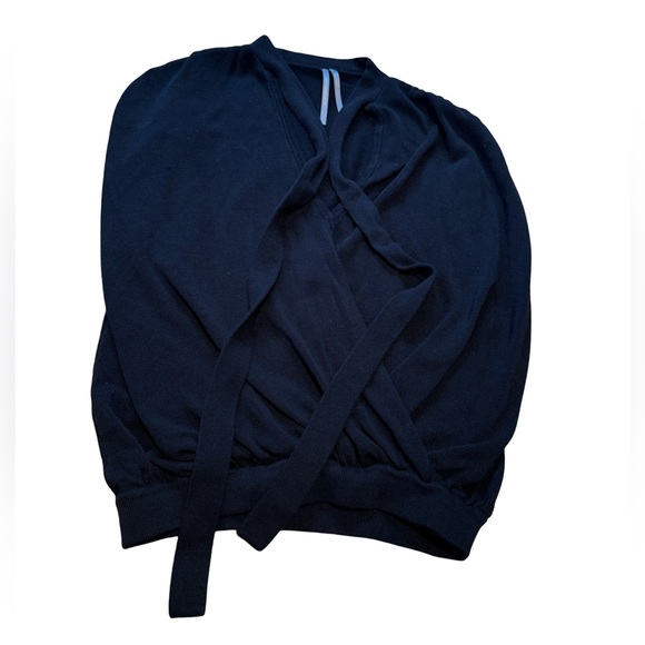 Anthropologie Rambuteau Black Knit Sleeveless Wrap Sweater - Picture 7 of 9